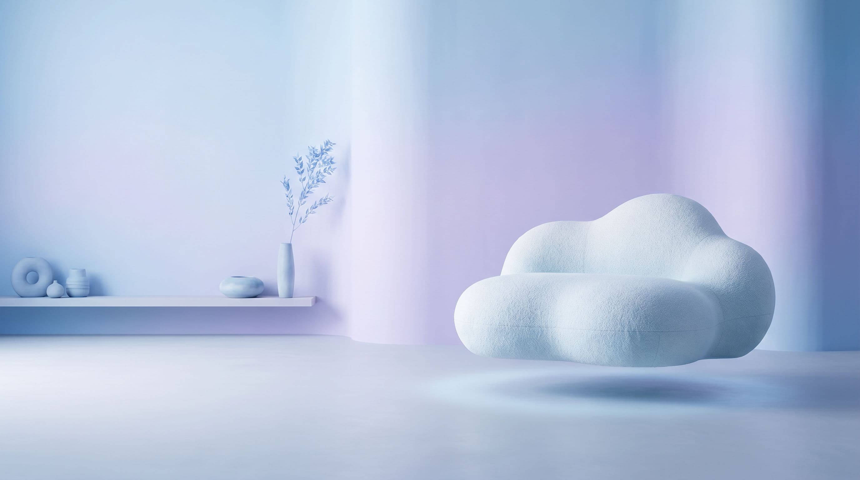 Pouf nuage sculptural flottant