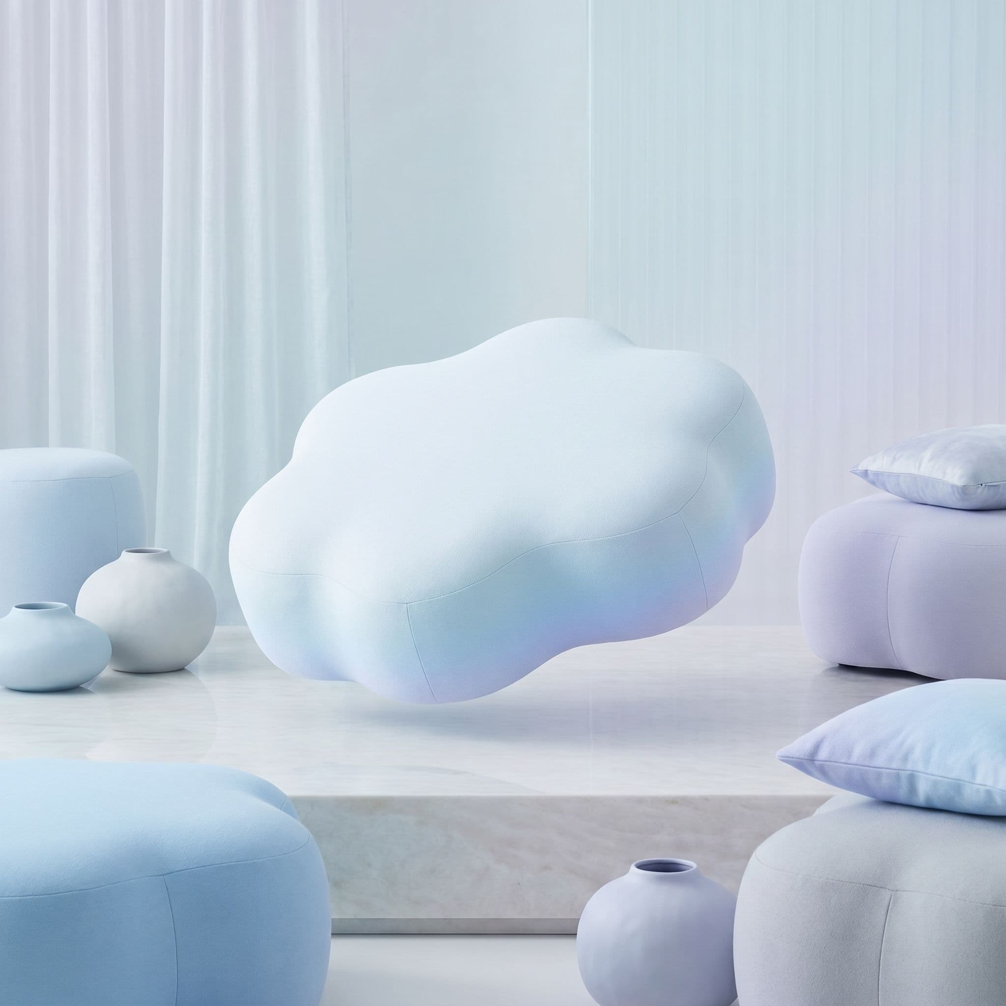 Pouf salon - chaise nuageuse jaune